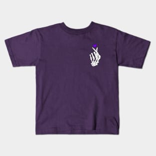 Purple Heart Finger Heart Skeleton Hand Kids T-Shirt